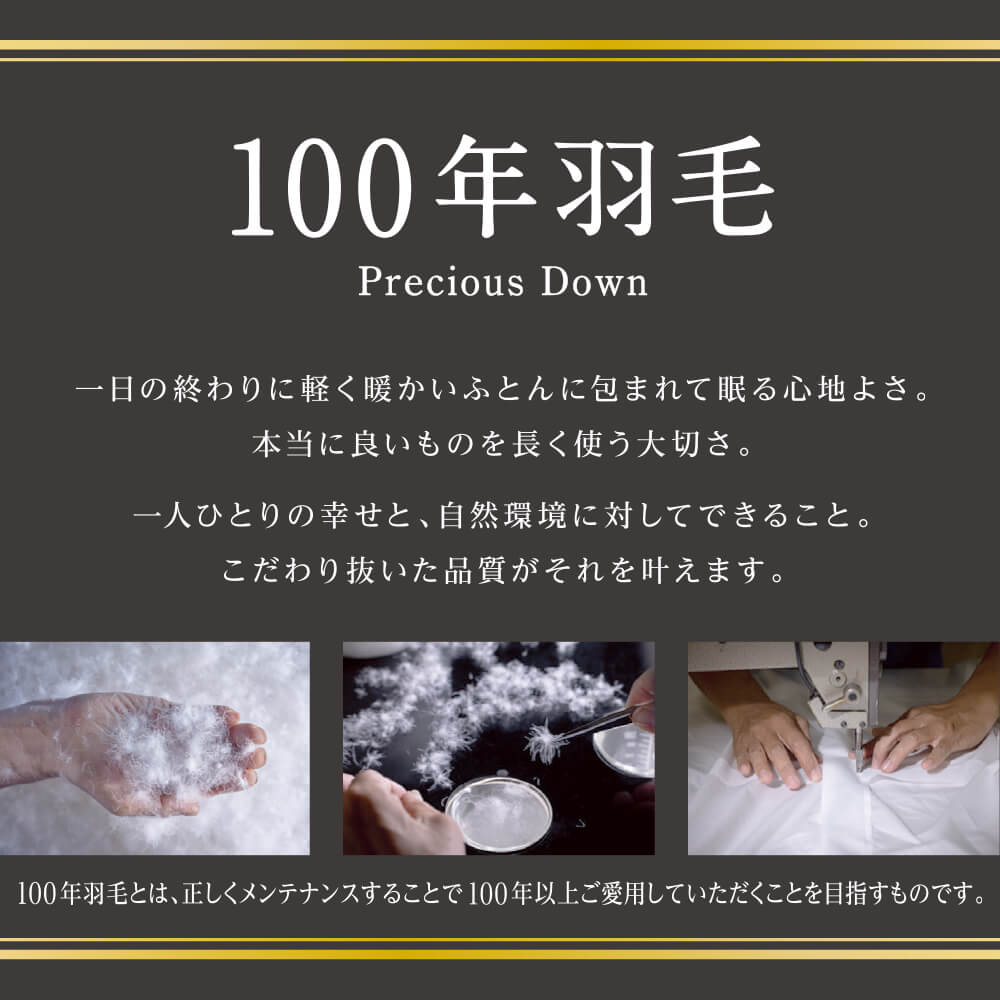 昭和西川 100年羽毛］羽毛合掛けふとん 日本製ハンガリー産ホワイト