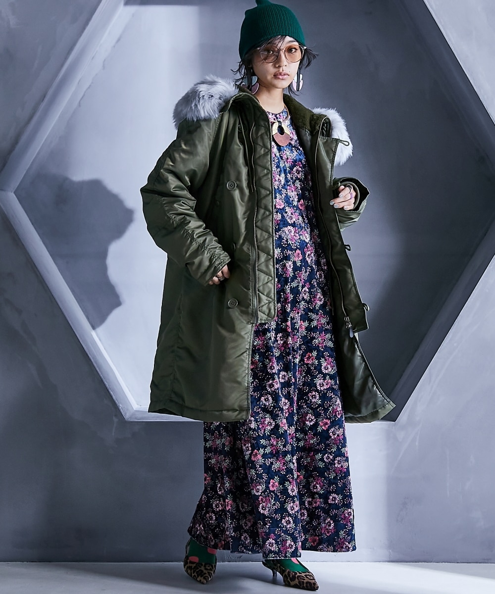 カラーフェイクファー付N‐3Bブルゾンコート＜大きいサイズ有＞GEVS