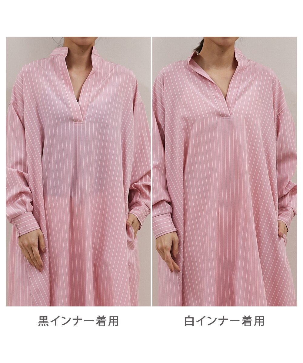 オーバーサイズストライプスキッパーシャツワンピース（イージーケア