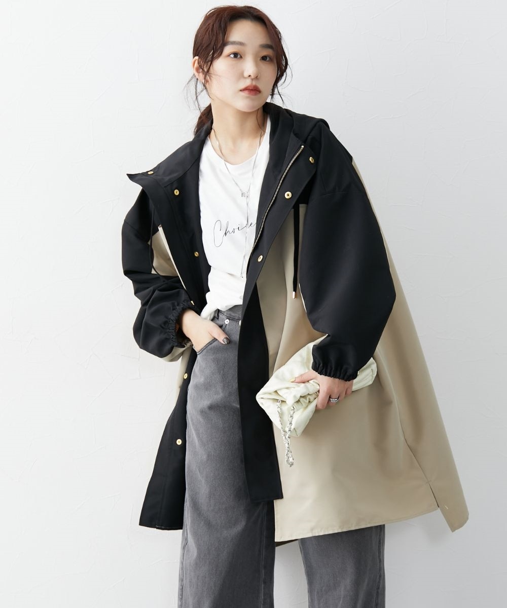 多ポケット配色使いはっ水マウンテンパーカーコート（ハンズフリー