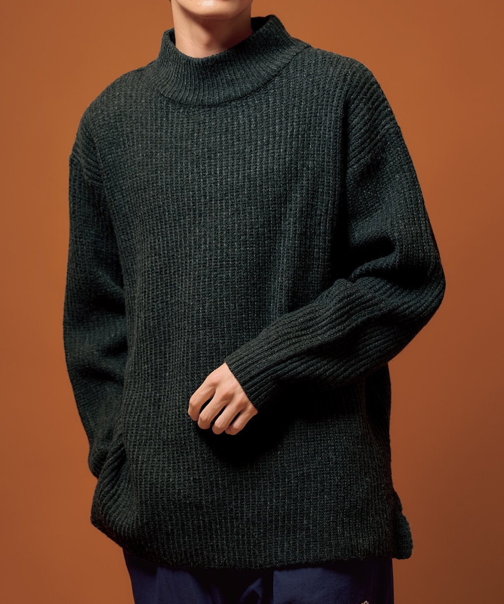 洗える畦編モックネックセーター（5ゲージ） 通販【ニッセン】