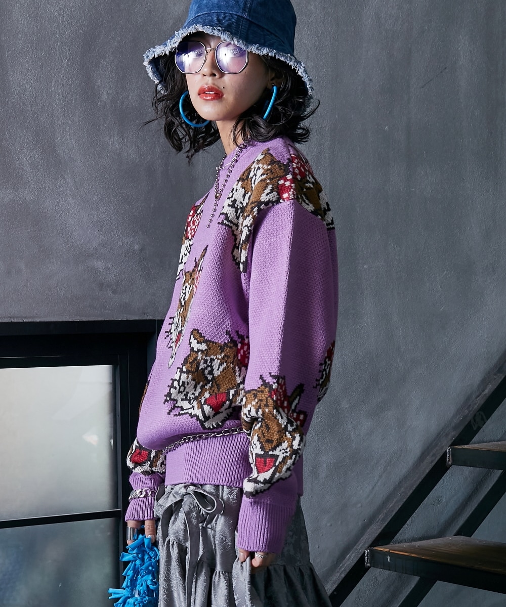 トラ柄ジャガードニットプルオーバー＜大きいサイズ有＞GEVS. 通販