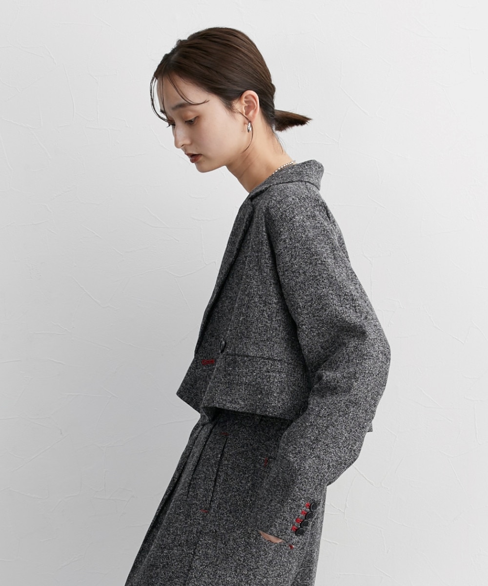 セットアップ可能】起毛ツイードショート丈ジャケット 通販【ニッセン】