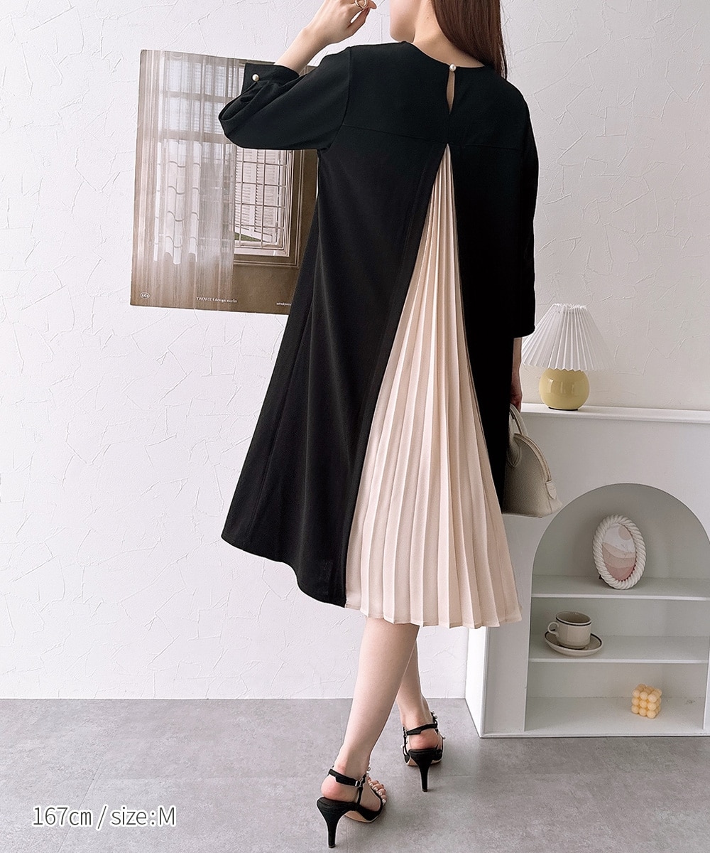 ジョーゼットバックプリーツワンピース 通販【ニッセン】