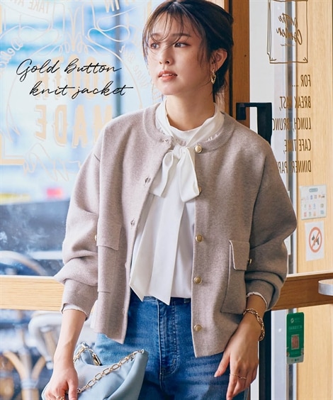 ゴールドボタンニットジャケット 通販【ニッセン】