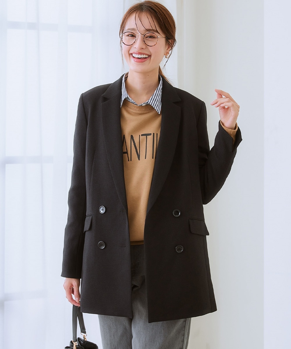 レディーススーツ】セットアップ対応洗えるウール調ストレッチダブル