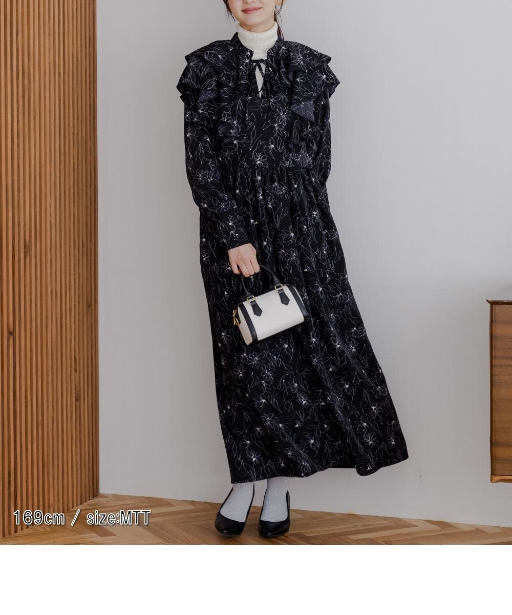 高身長 フリルデザイン総柄ワンピース（トールサイズ）fifiean 通販