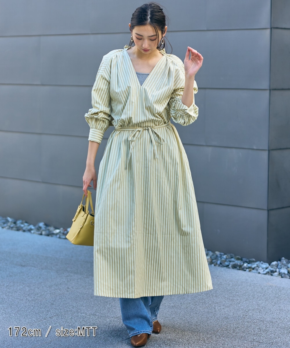 高身長 ストライプシャツワンピース（トールサイズ）Essenave 通販