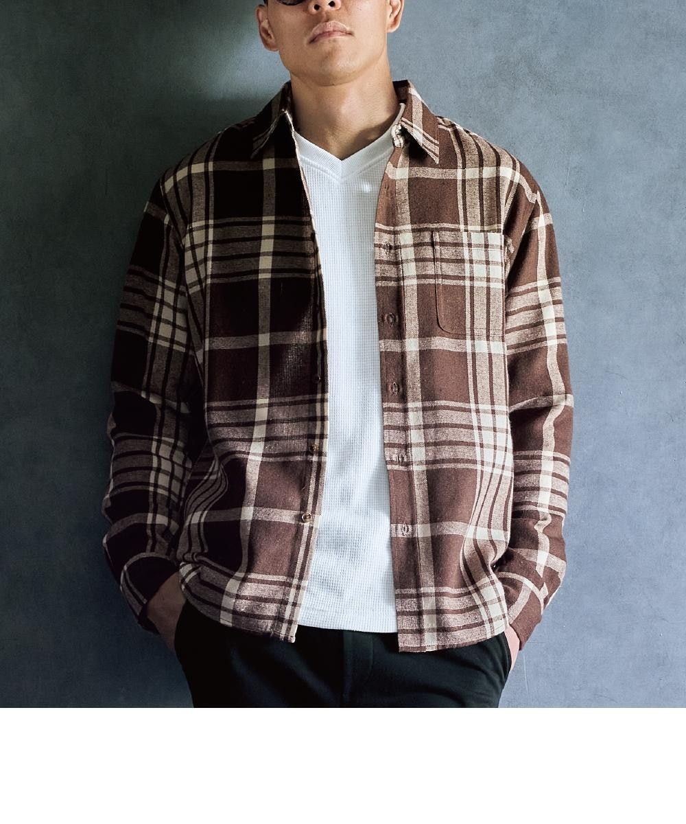 長袖微起毛チェックシャツ 通販【ニッセン】