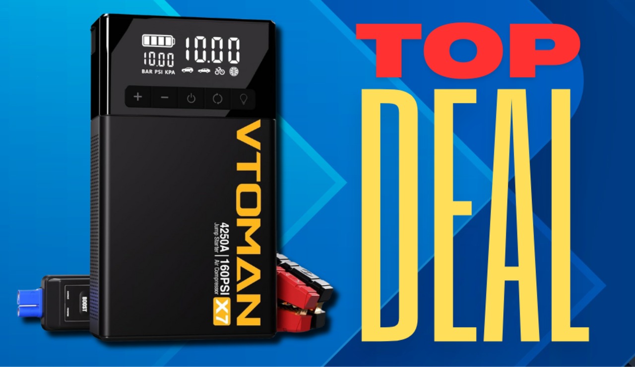 Amazon has this VTOMAN battery jump starter & tire inflator on