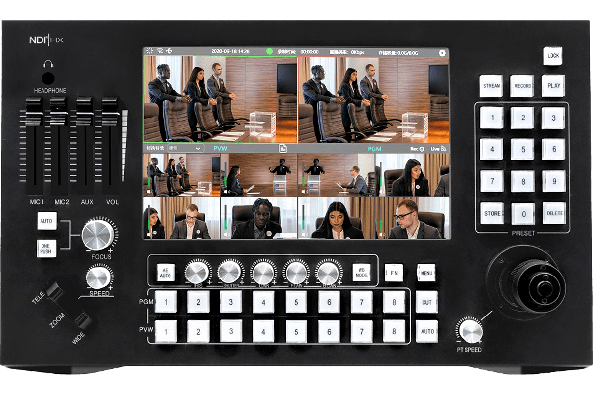 Jimcom 8-Channel Touch Broadcast Switcher and PTZ Controller with NDI|