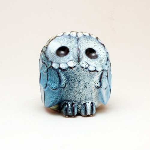 置物・オブジェ（フクロウ：市福｜ミニ｜グリーン）【陶器製】 | 布引