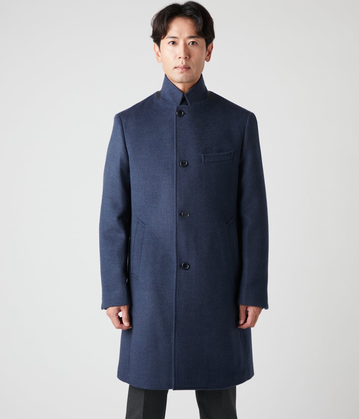 ENFOLD ウールリバー スタンドショートコート ネイビー M 38 ENFOLD