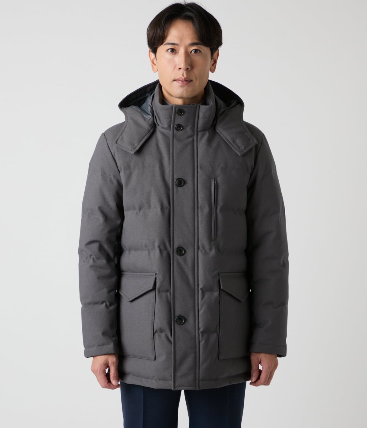 撥水・防風】ポリエステルツイル ラミネート スタンドフードダウン