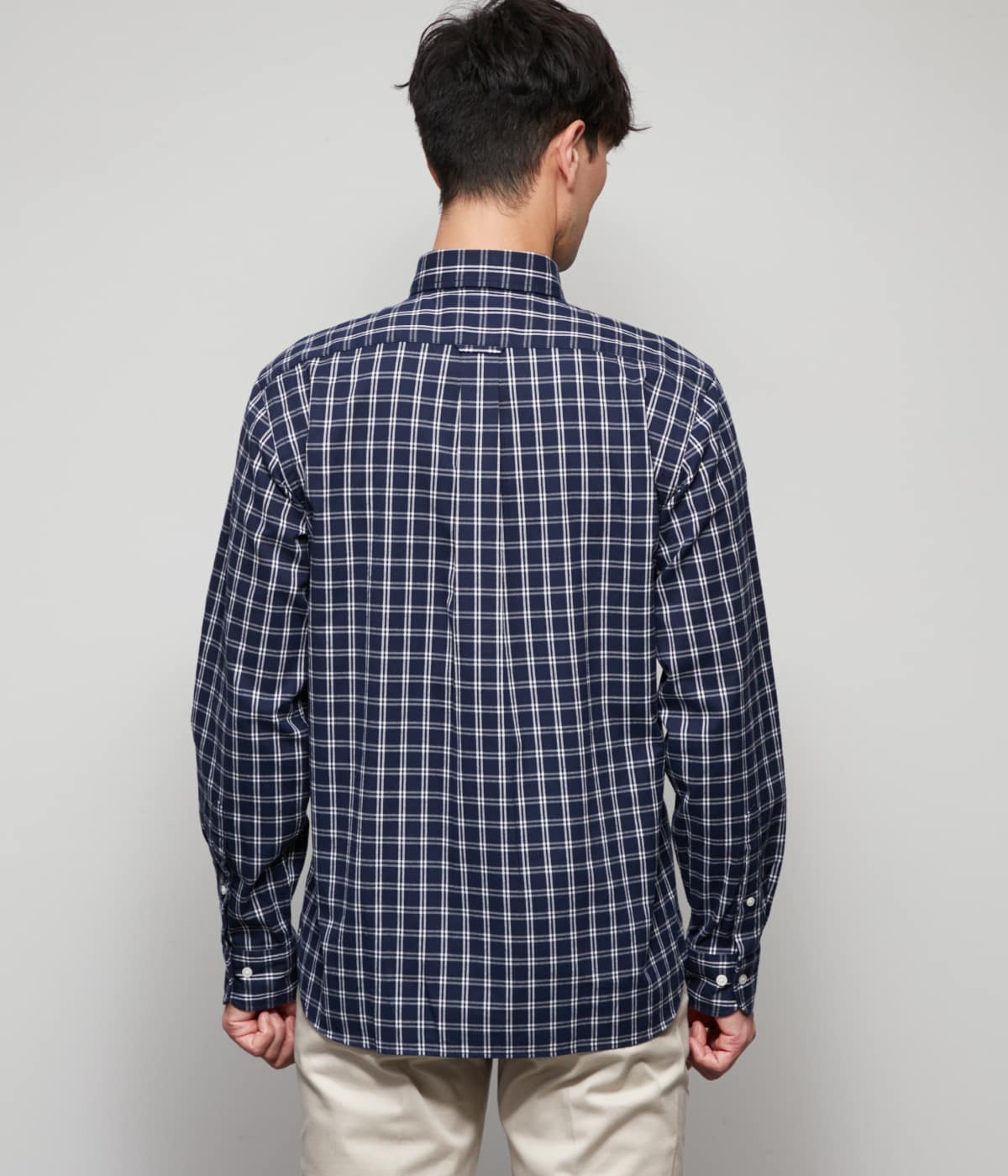 ピケ チェック 長袖ショートボタンダウンシャツ(11763708-2024