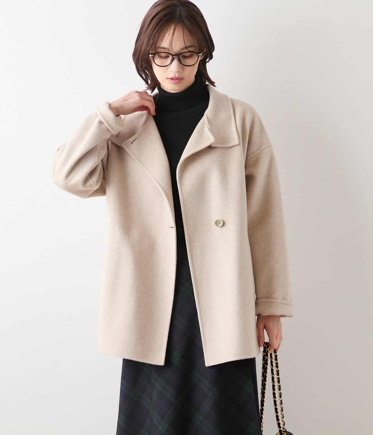 ウールナイロンリバー スタンドショートコート(51556170-2025