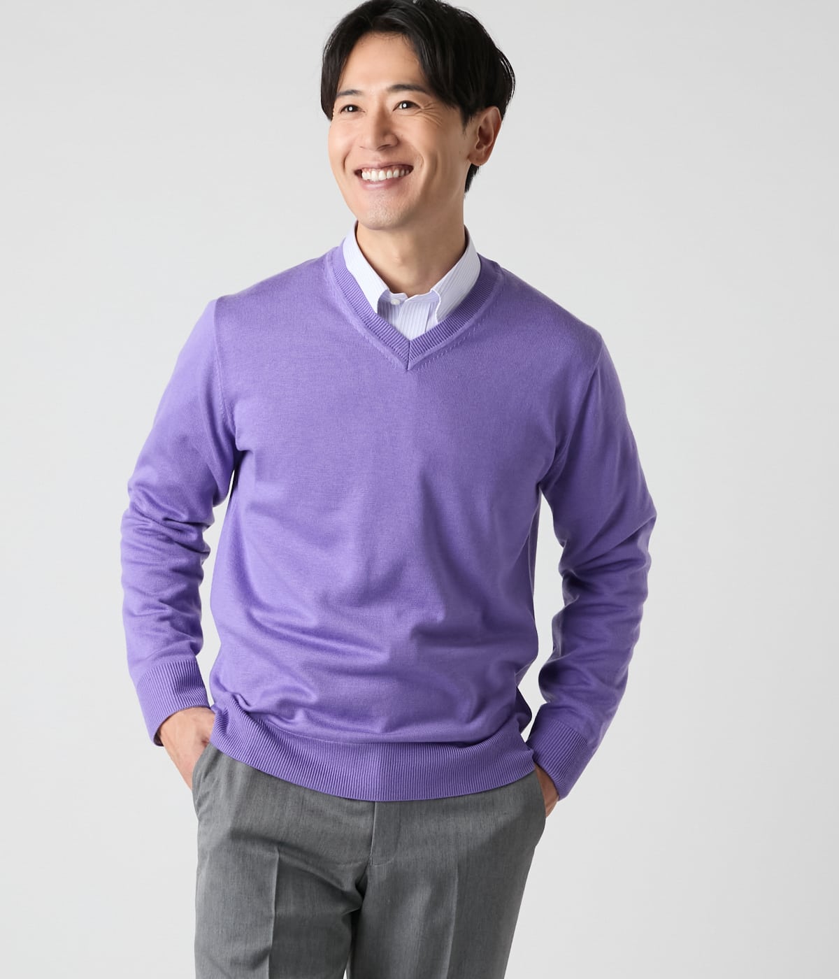 ウォッシャブル】Vネックプルオーバーニット(16516521-2025