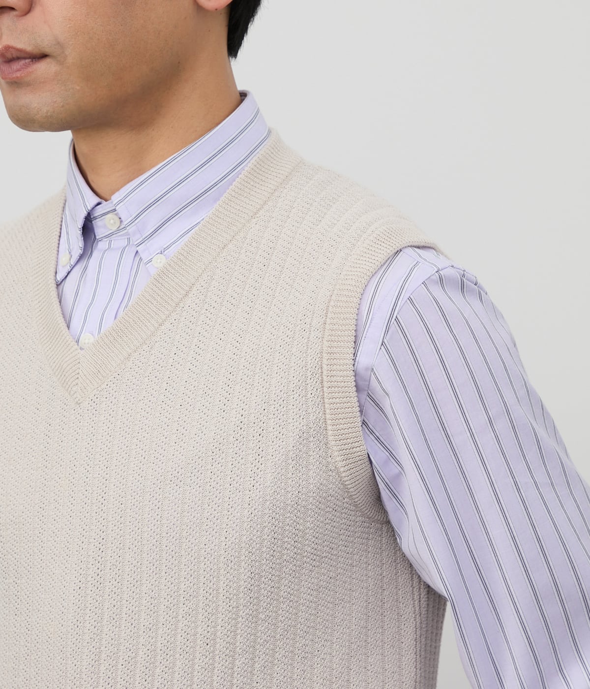 ウォッシャブル】ポリエステルラミー Vネックベスト(11575523-2025