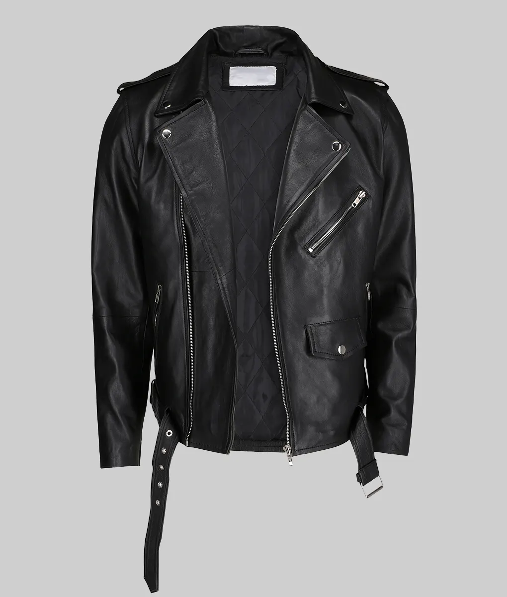 Sam Men's Black Biker Leather Jacket | NYC Jackets
