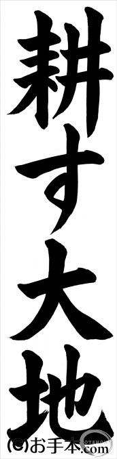 JA共済書道コンクール条幅の部：小学5年『耕す大地』 | お手本.com