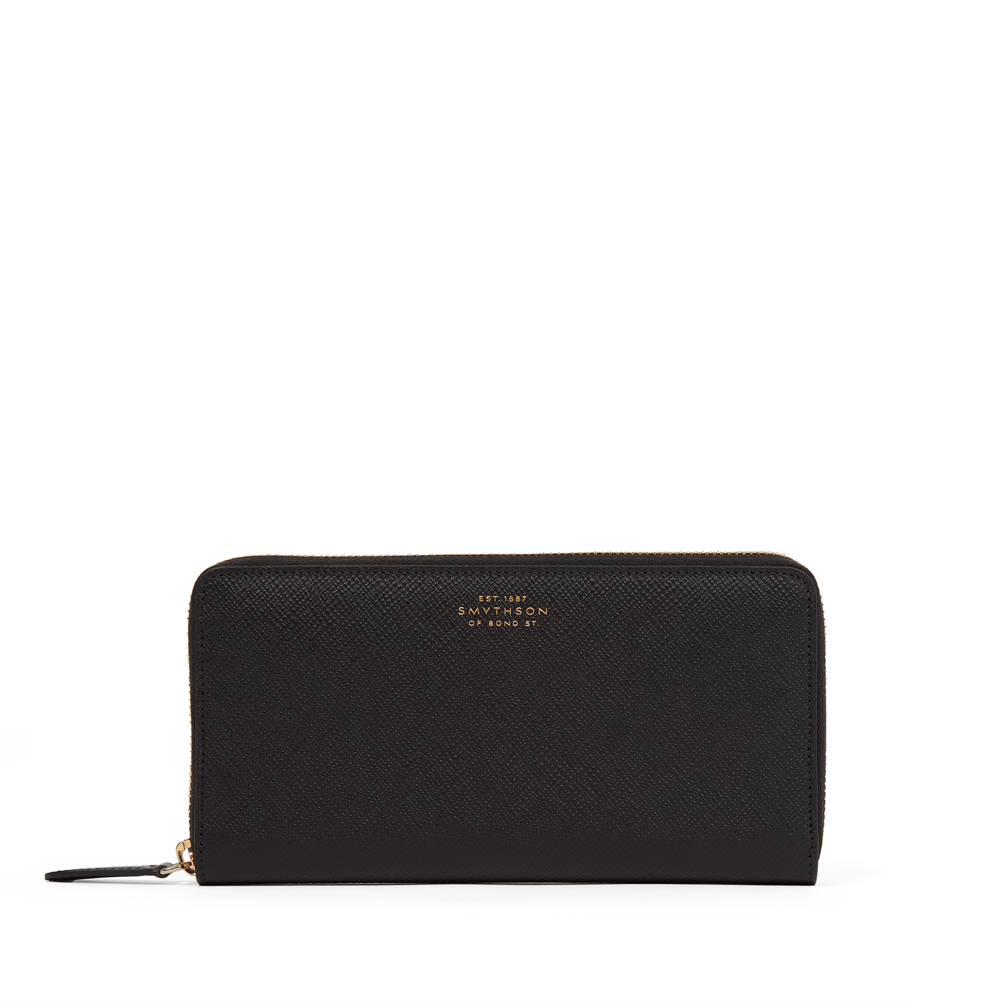 Large Zip Around Purse in Panama in black | Smythson