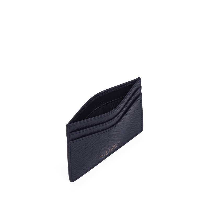 Flat Card Holder in Panama in navy | Smythson