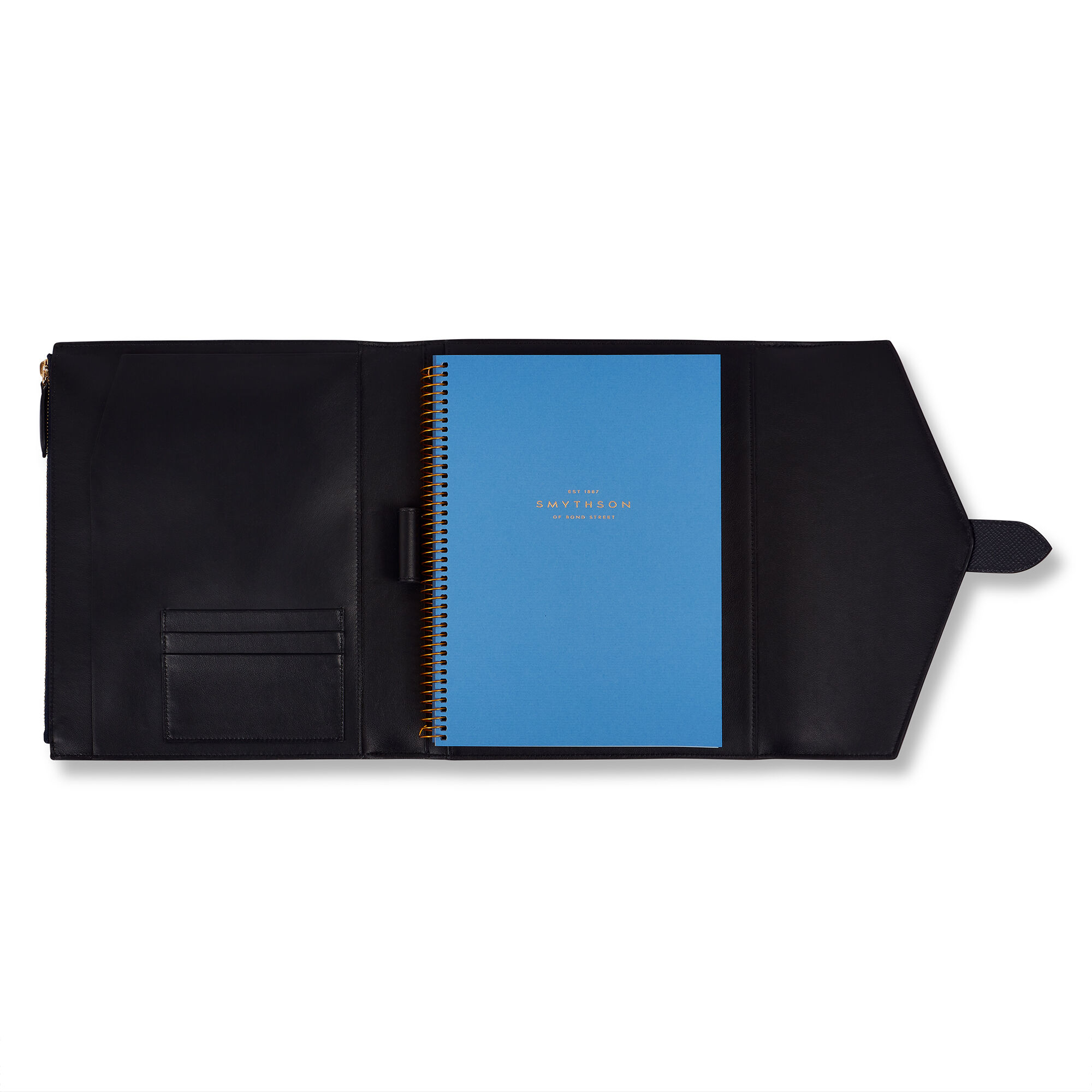 A5 Trifold Writing Folder in Panama in navy | Smythson