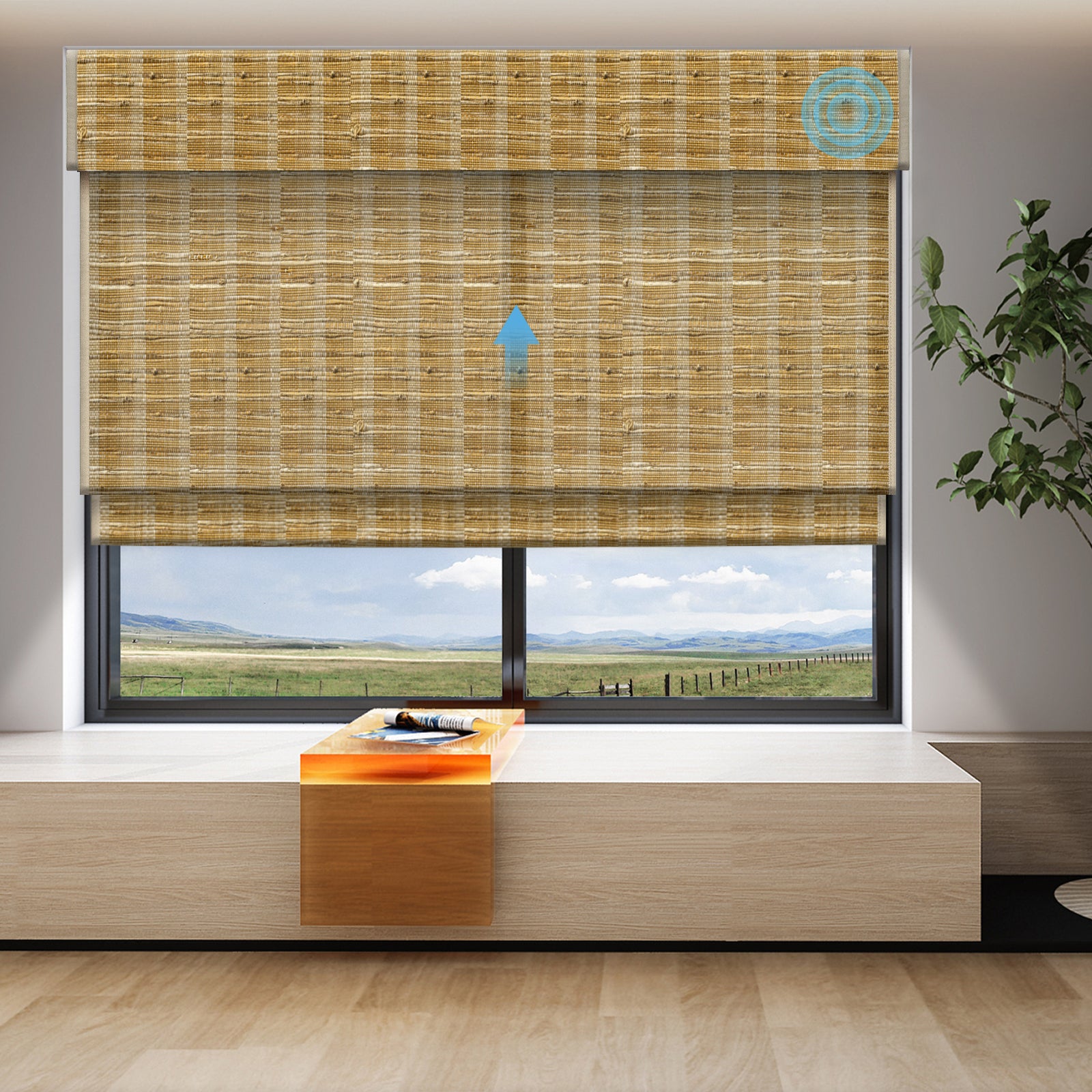 SmartWings Orithyia Motorized Woven Wood Shades