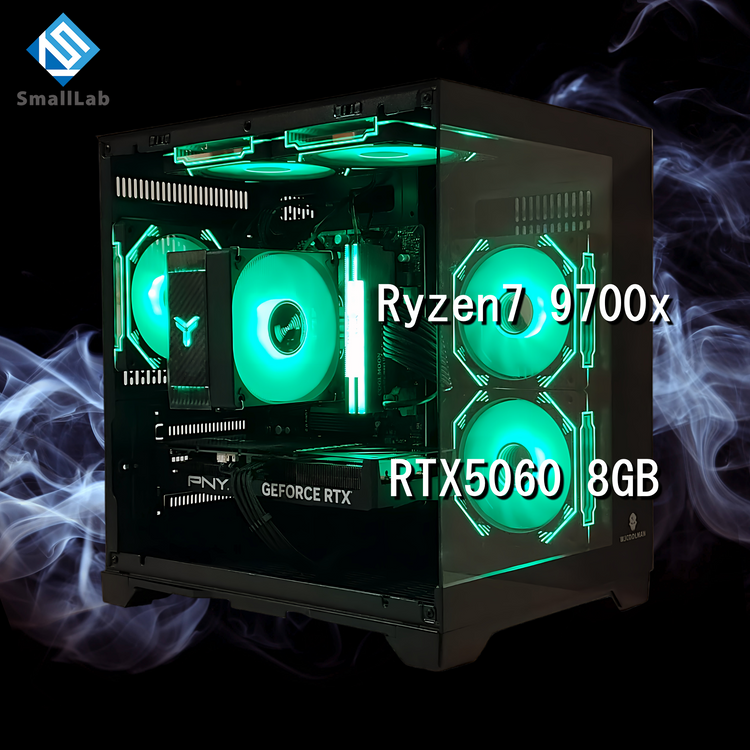 AMD Ryzen7 9700x ／ RTX5060 8GB ガラスコンパクト ゲーミングPC