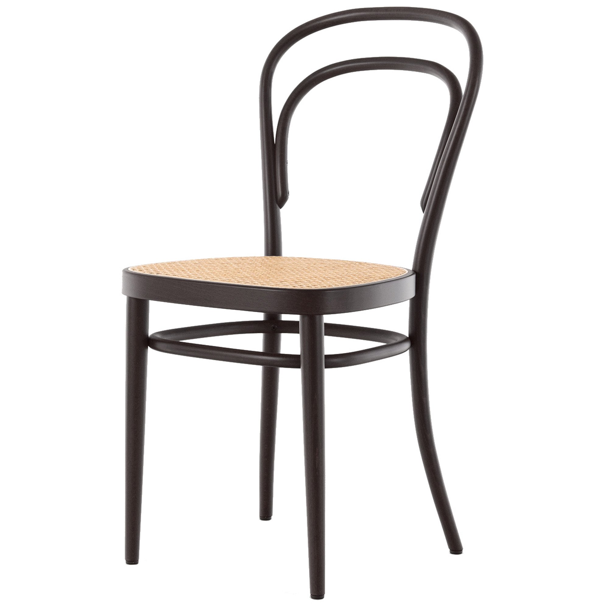 214 / 214 M Chair, Without armrests, Black stained beech, Cane