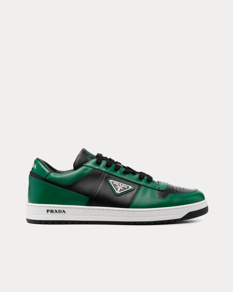 Prada Men's Downtown Leather Lime Green / Black Low Top Sneakers