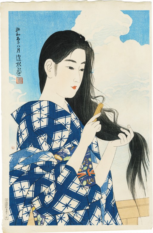 伊東 深水 / 現代美人集第二集 洗ひ髪 | 神保町 | Gallery Soumei-do