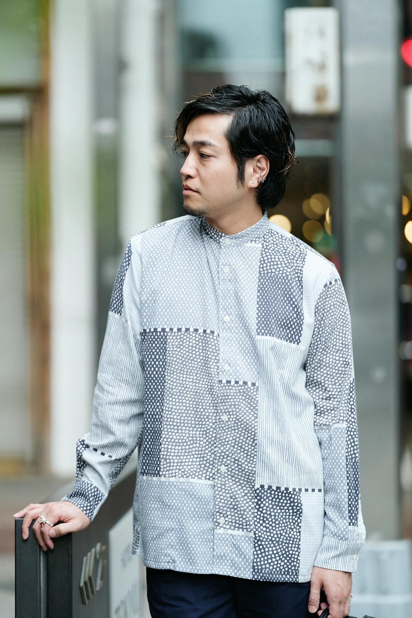 net限定】高島縮 20/20 スタンドカラーシャツ SP／間がさね