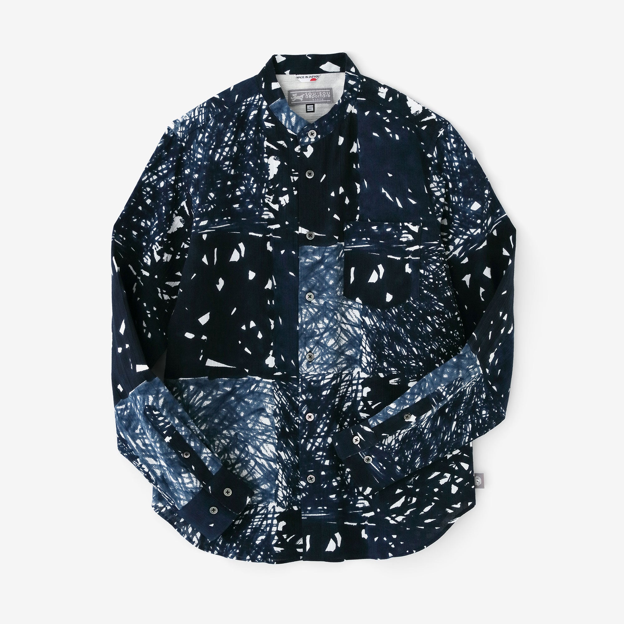 高島縮 20/20 スタンドカラーシャツ／天花（てんか）