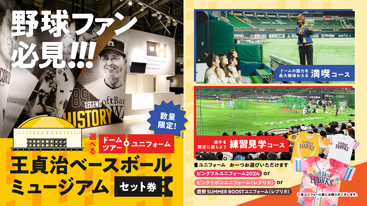 期間延長！】ユニフォーム付き！ドームツアー＋王貞治ベースボール