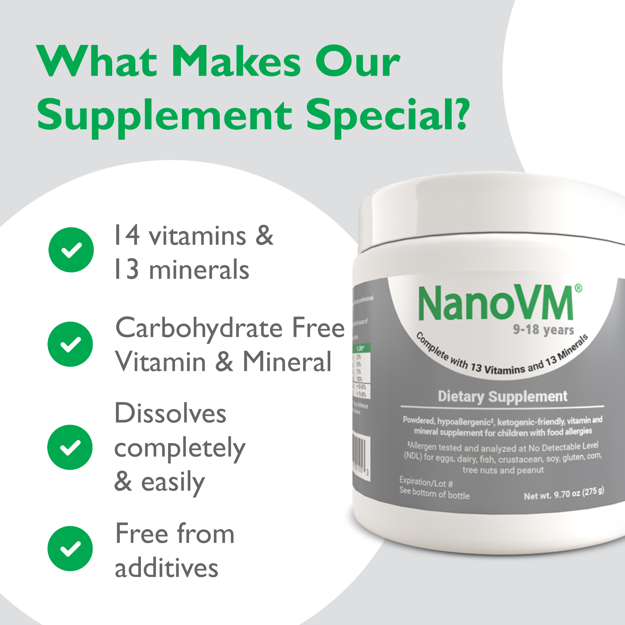 NanoVM 9-18, Food Allergy Supplement - Solace Nutrition