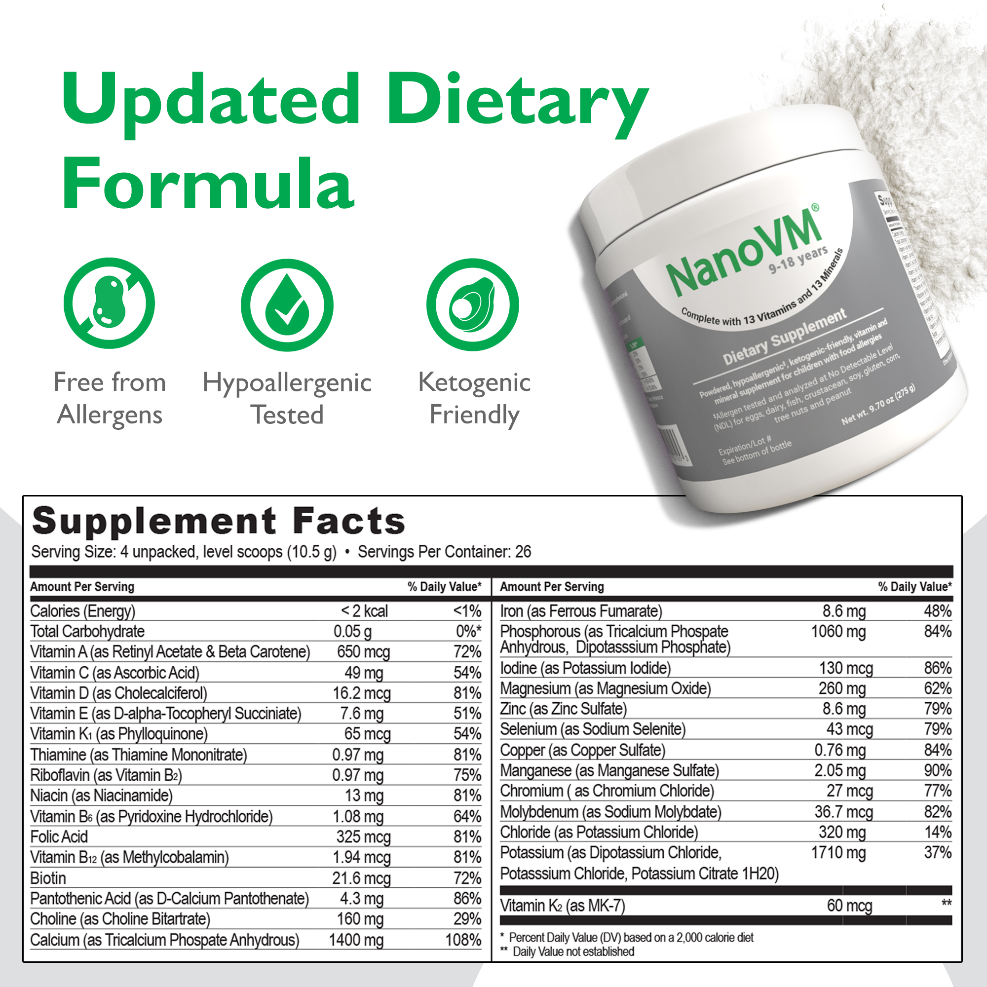 NanoVM 9-18, Food Allergy Supplement - Solace Nutrition