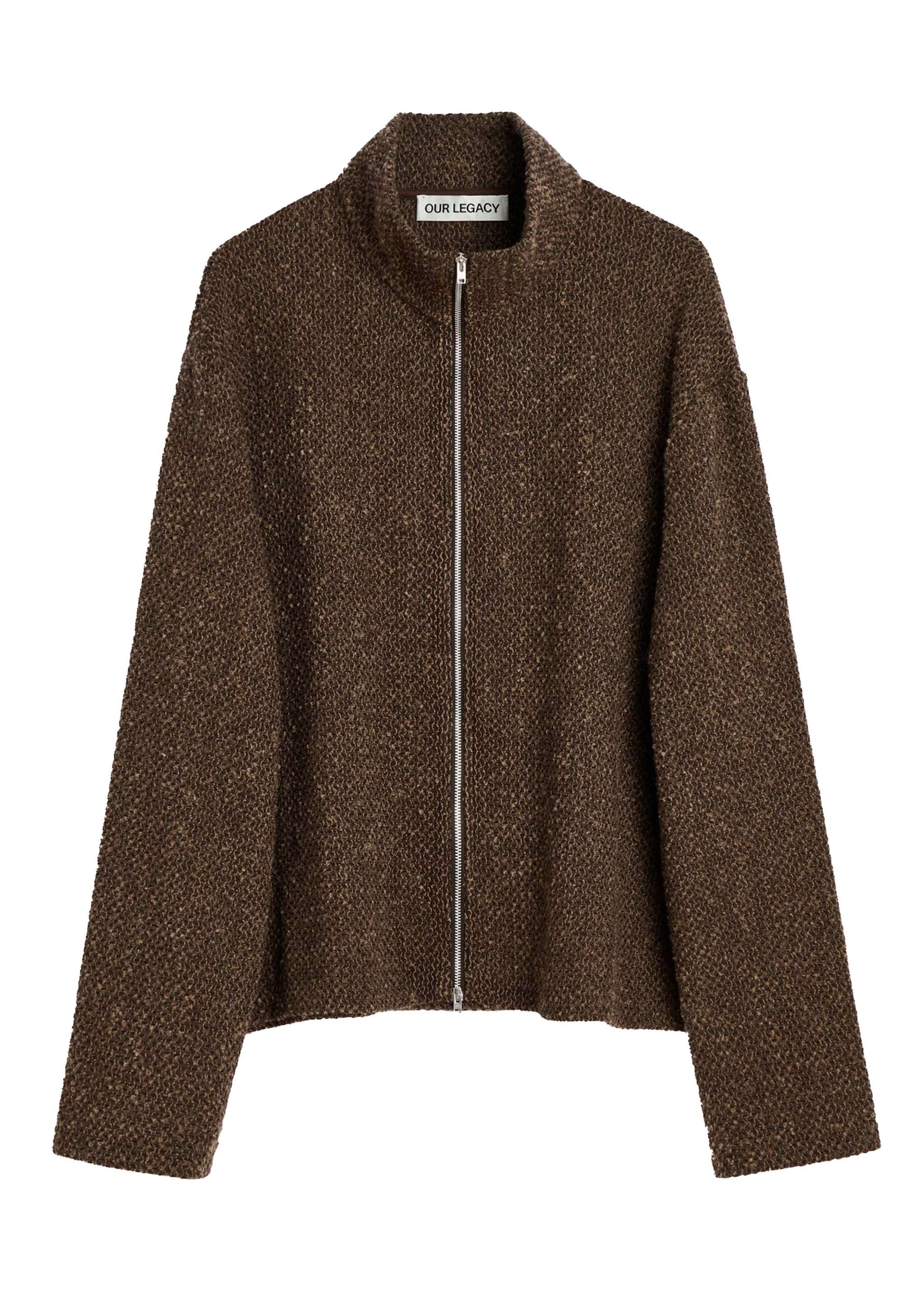 OUR LEGACY - SHRUNKEN FULLZIP POLO BROWN SPARSE BUCKLE WEAVE