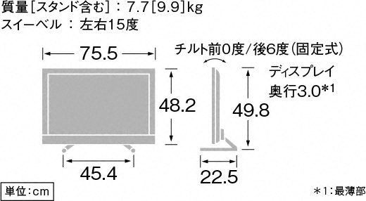 KDL-32EX420 寸法図 | テレビ ブラビア | ソニー