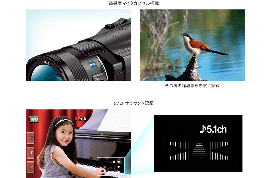 FDR-AX100 特長 : 高音質機能 | デジタルビデオカメラ Handycam