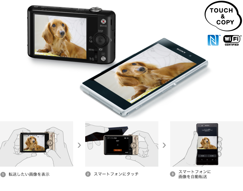 DSC-WX220 特長 : Wi-Fi（R）／NFC機能＆楽しい撮影機能 | デジタル