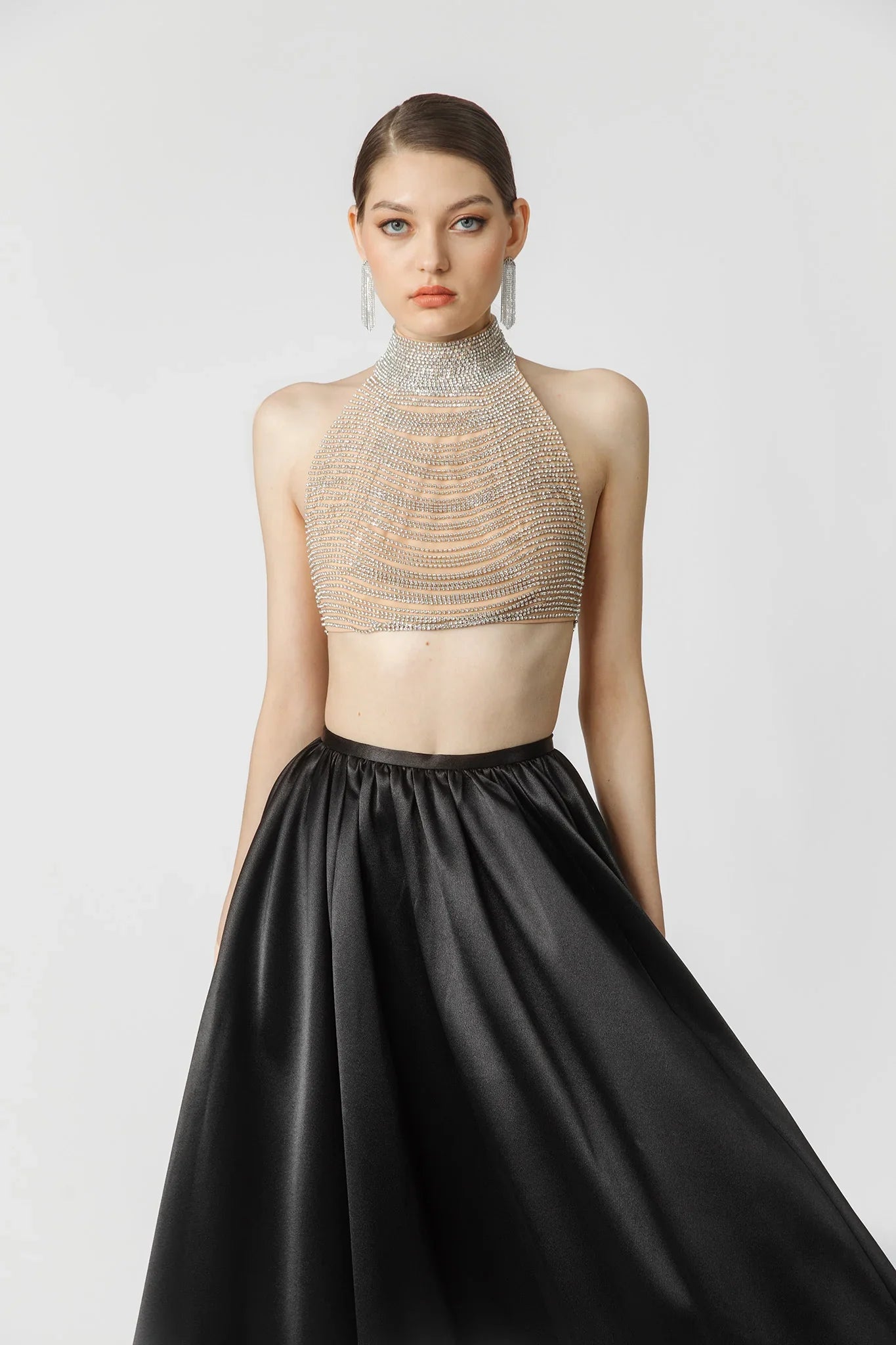 Zahara Crystal Chain Embellished Halterneck Top – SAU LEE