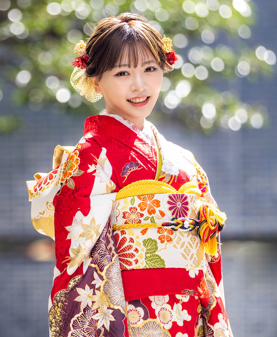 赤地華扇面にのし[FS5002] | 成人式振袖レンタル京都さがの館