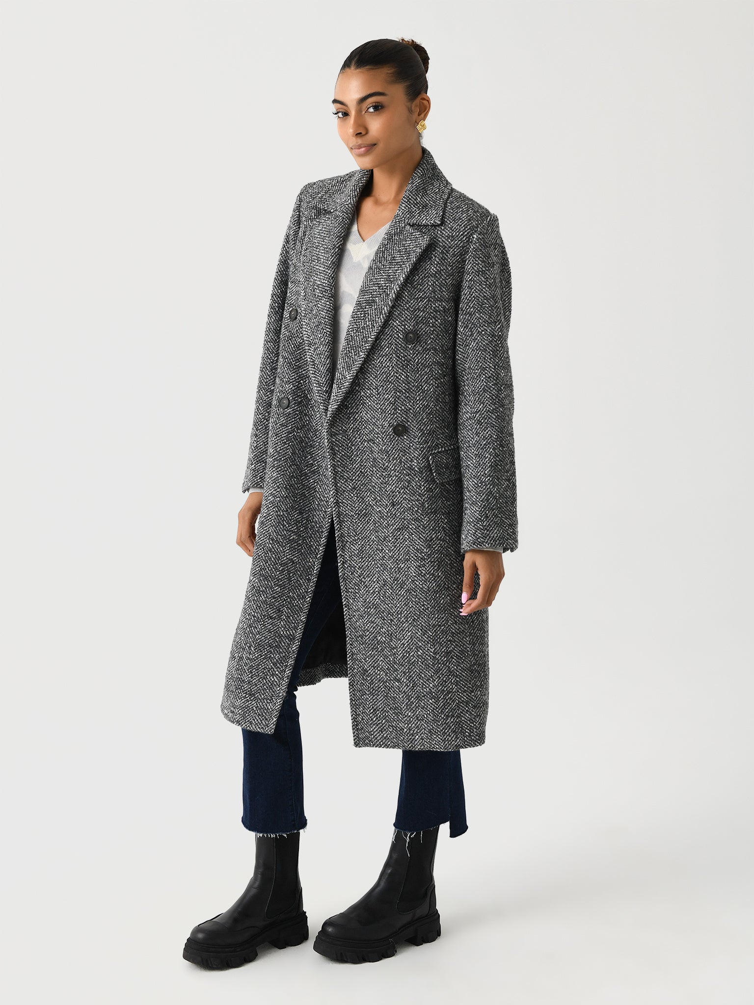 Vince Women's Italian Herringbone Wool-Blend Double-Breasted Coat