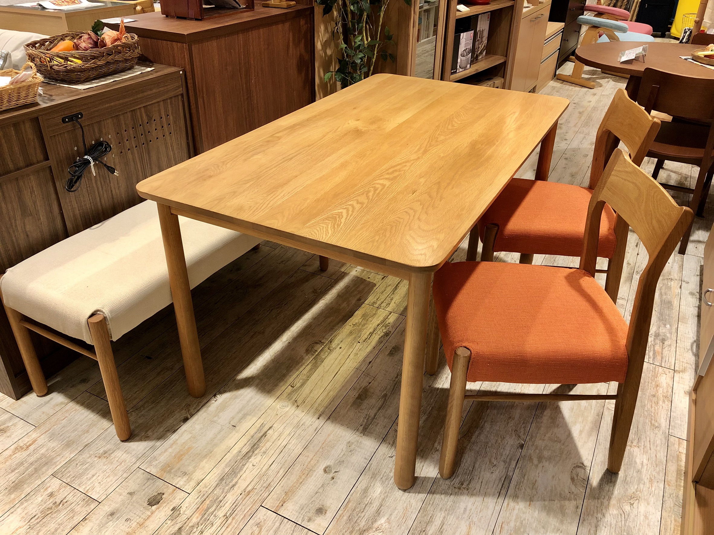 KEYUCA / ケユカ ベンチダイニング4点セット オーク無垢材 カバー