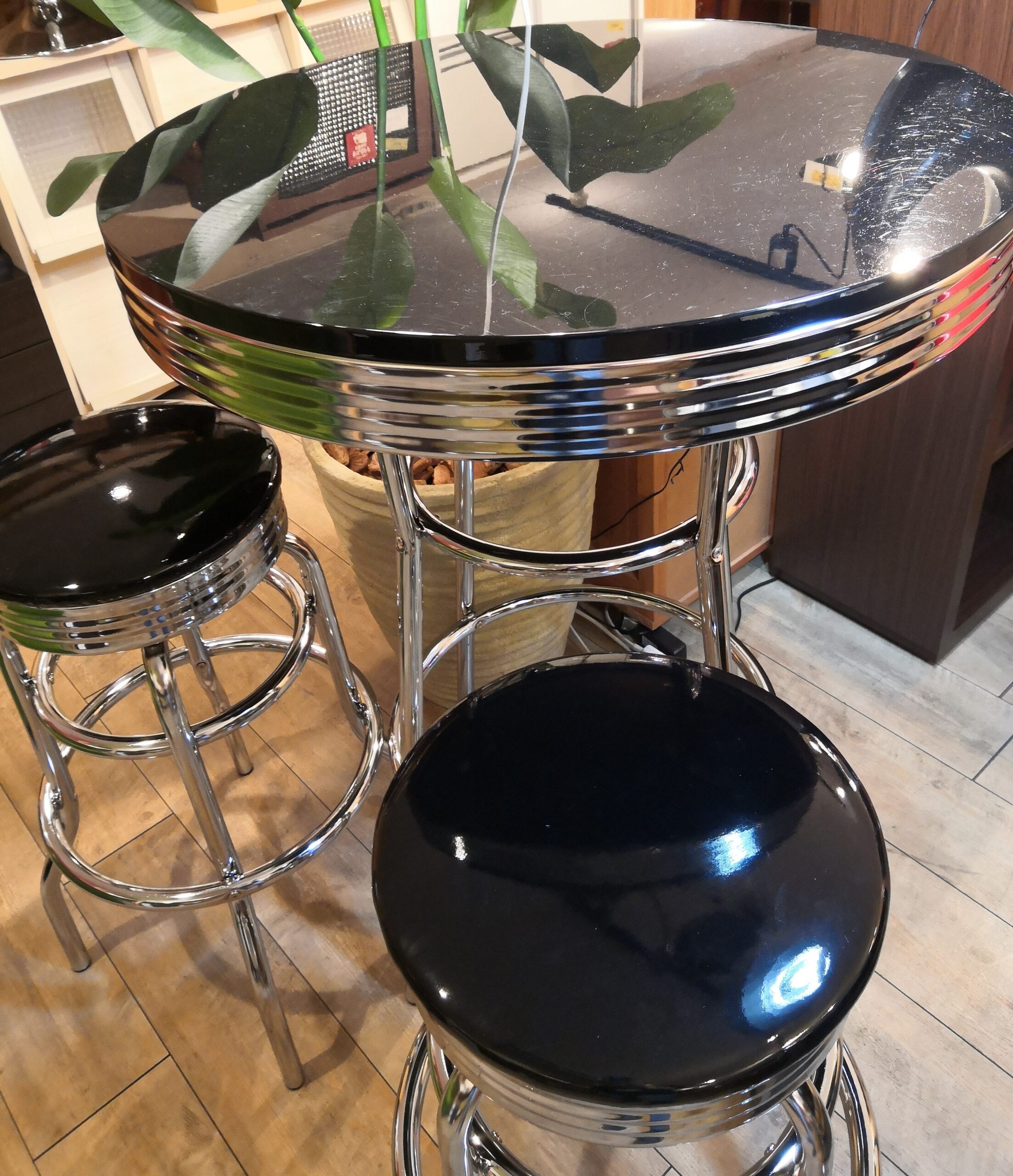 American Dinne アメリカンダイナー ハイテーブル＆ハイチェア3点