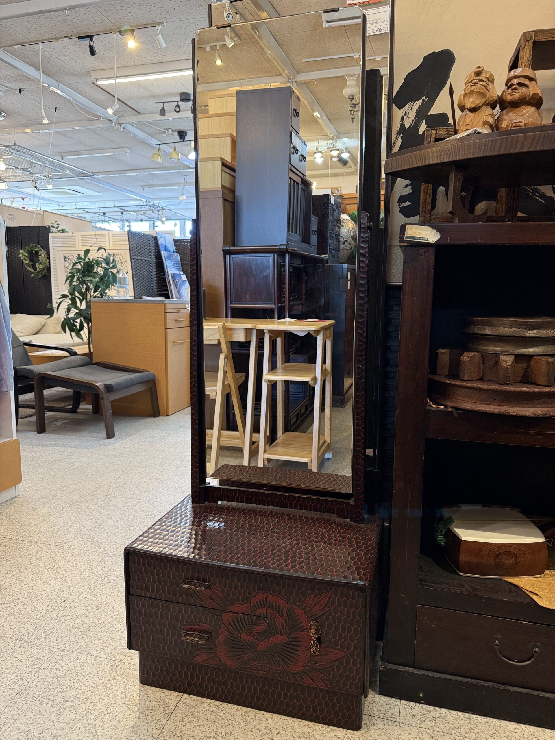 鎌倉彫 鏡台 昭和レトロ アンティーク 民芸 買取しました！ | 愛知と