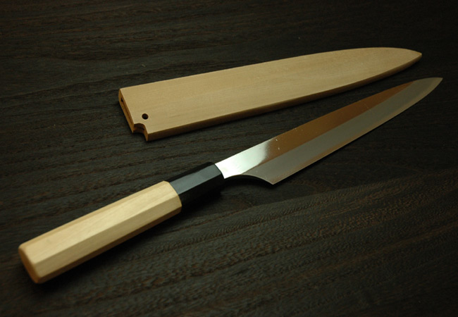 柳刃包丁 新型(銀三) 7寸～尺1 鞘（サイズによる） 【包丁の＠堺英】