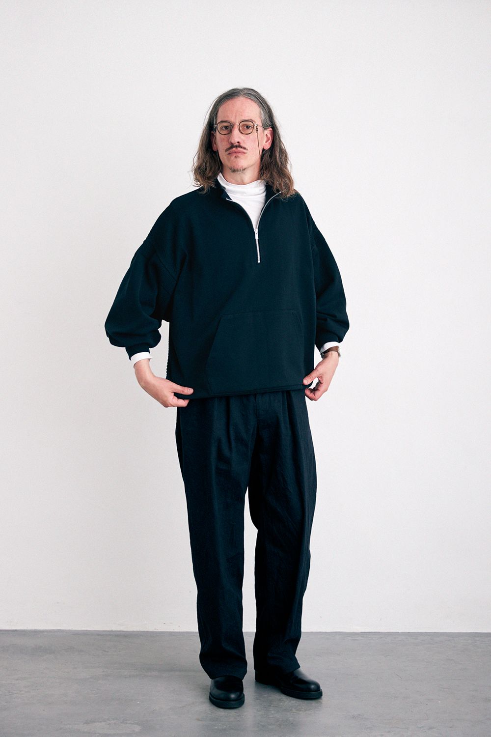 YASHIKI - 【ラスト1点】【24SS】Harukaze Half Zip Knit(BLACK) | Salty