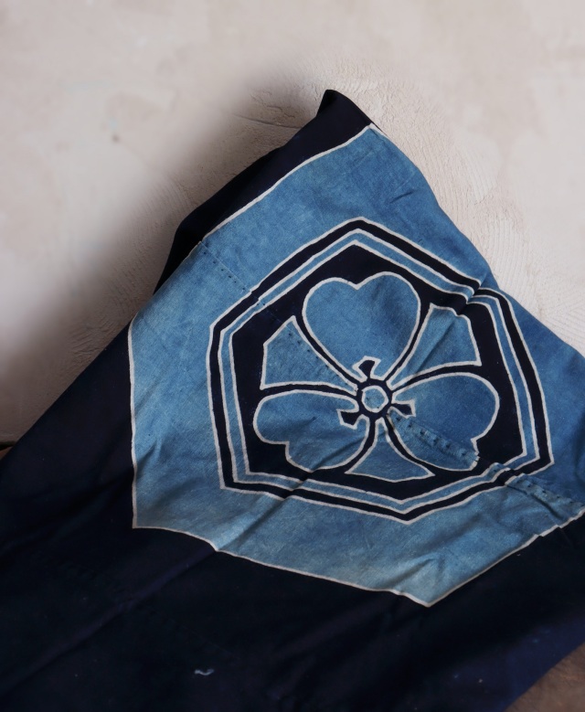 古布 藍染 古裂 藍染アンティーク 油箪 油単 大風呂敷 Antique Sam's